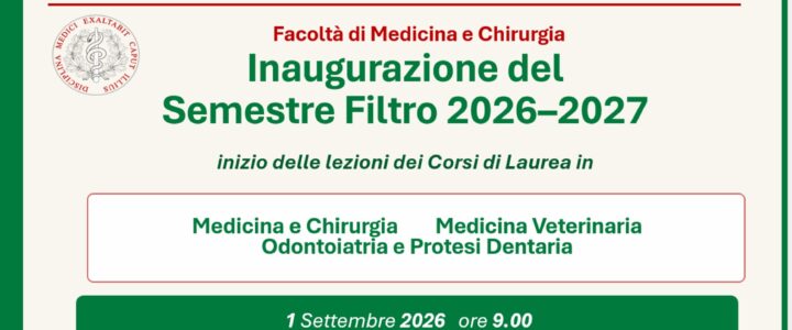 Inaugurazione Semestre Filtro a.a. 2026/2027 Inaugurazione Semestre Filtro a.a. 2026/2027
